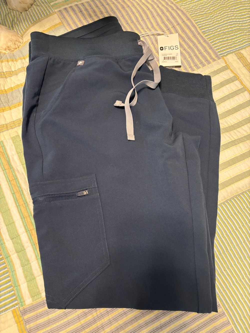 Figs Navy Track Joggers with Gray Drawstring